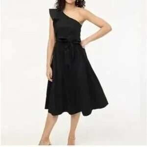 J. Crew Factory Black One Shoulder Ruffle Dress Size 8